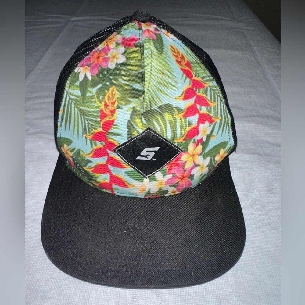 Snap On Tools Tropical Snapback Hat Floral Hawaiian Mesh